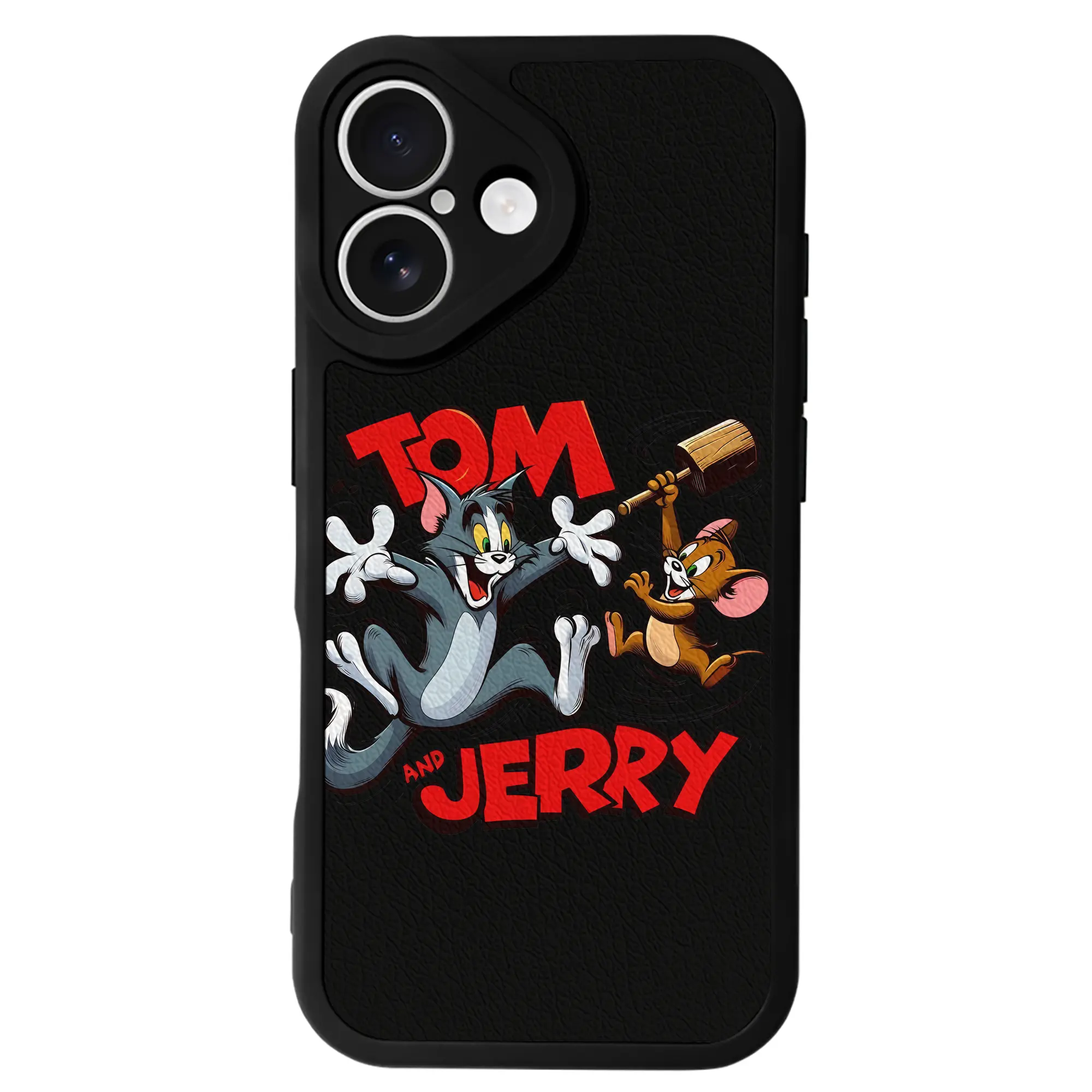 トムとジェリー グッズ ジェリー - IPhone 16シリーズ対応 ・ シリコンスマホケース ・ レザー調 ・ 高精度フィット ・ 耐衝撃 ・ ワイヤレス充電対応 ・ 精密カット